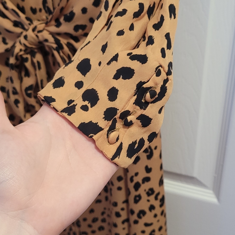 Nwt Nicholas Tie-Front Leopard-Print Silk-Crepe M… - image 6